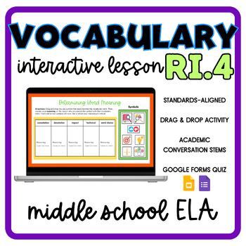 Preview of RI.4 Standards-Based Vocabulary Interactive Lesson- Word Meaning (Informational)