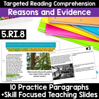 Preview of RI.5.8 Author's Point of View Reasons and Evidence to Support Practice Passages