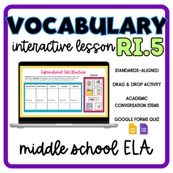 Preview of RI.5 Standards-Based Vocabulary Interactive Lesson- Informational Text Structure