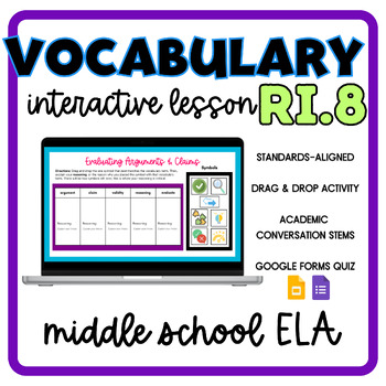 Preview of RI.8 Standards-Based Vocabulary Interactive Lesson- Evaluating Claims & Evidence
