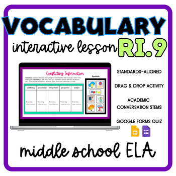 Preview of RI.9 Standards-Based Vocabulary Interactive Lesson - Conflicting Information