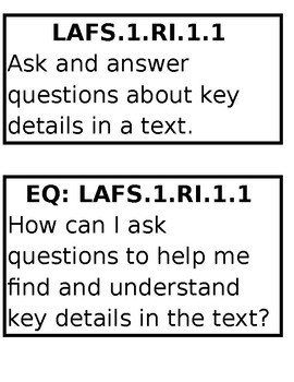 Preview of RI and RL Standards with Essential Questions