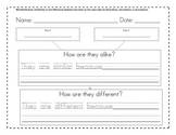 RI1.9 First Grade Reading Graphic Organizer (Similarities/