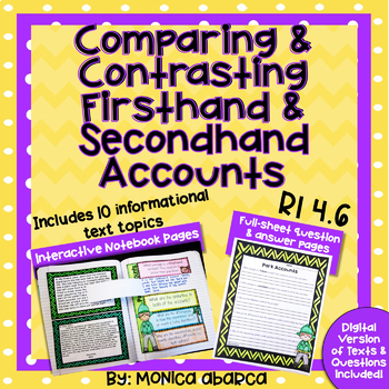 Preview of Firsthand and Secondhand Accounts Comparing and Contrasting – RI4.6