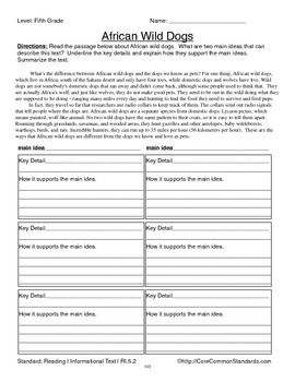 RI.5.2 Fifth Grade Common Core Worksheets, Activity, and ...