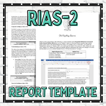 Preview of RIAS Report Template School Psychology Special Education Assessment Evaluation