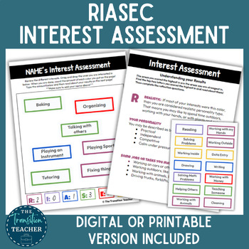 Preview of RIASEC Interest Inventory | Digital or Printable Assessment