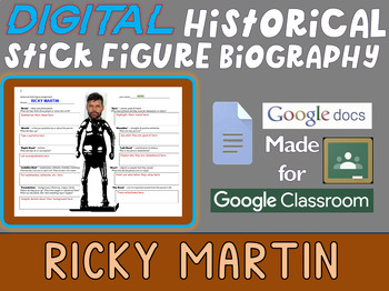 Preview of RICKY MARTIN Digital Historical Stick Figure Biographies  (MINI BIO)