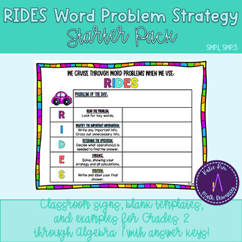 Preview of RIDES Word Problem Graphic Organizer Starter Pack!