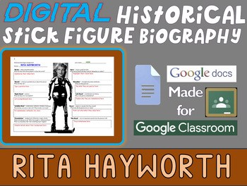 Preview of RITA HAYWORTH Digital Historical Stick Figure Biographies  (MINI BIO)