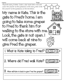 RL.1.1 No Prep Comprehension Stories- Blends, Digraphs & First Grade ...