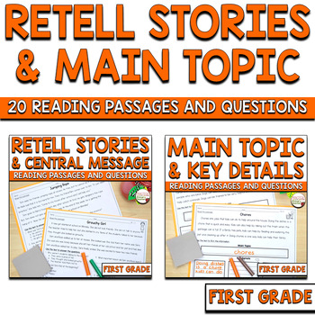 Preview of RL.1.2 RI.1.2 Retell Stories & Main Topic Reading Passages BUNDLE RL1.2 RI1.2