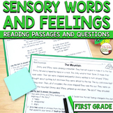 RL.1.4 Sensory Words and Feelings Reading Passages and Que