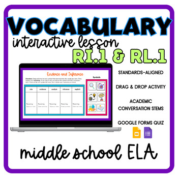 Preview of RL.1 & RI.1 Standards-Based Vocabulary Interactive Lesson - Evidence & Inference