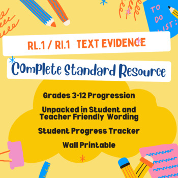 Preview of RL.1 RI.1 Text Evidence Unpacked / Resources