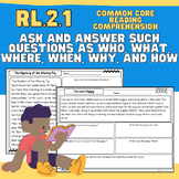 RL.2.1 2nd Grade Ask & Answer Questions Reading Passages &