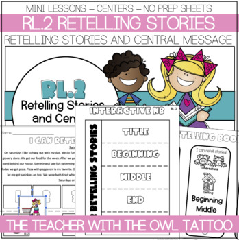 Preview of RL.2 Lesson and Activities - Retelling Stories and Central Message