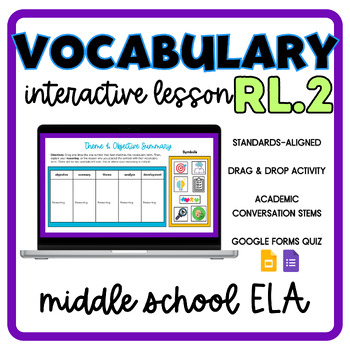 Preview of RL.2 Standards-Based Vocabulary Interactive Lesson - Theme & Objective Summary