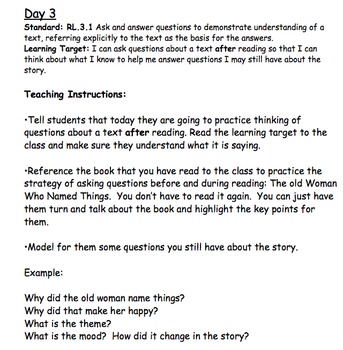RL.3.1 Asking and Answering Questions Detailed Lesson Plans by G and M