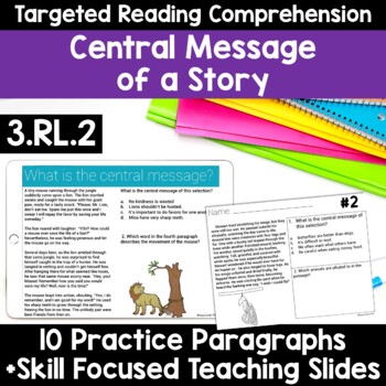 Preview of RL.3.2 Central Message Passages Moral of the Story - Google Classroom and Print
