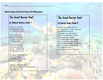 Preview of RL 3.5 Great Barrier Reef Poetry with Compare/Contrast Skill