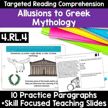 Preview of Greek Mythology Allusions RL.4.4 Greek Myth Reading Comprehension Google & Print