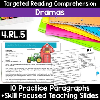 Preview of RL.4.5 Elements of Drama Activities Drama Passages 4th Grade Google & Print
