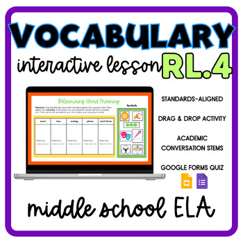 Preview of RL.4 Standards-Based Vocabulary Interactive Lesson - Determining Word Meaning