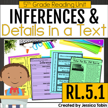 Preview of Making Inferences, Inferencing Activity, Task Cards, Worksheets 5th Grade RL.5.1
