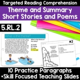 RL.5.2 Finding Theme Worksheets Theme of a Story Poems Sum