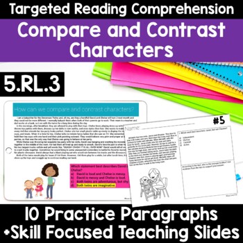 Preview of RL.5.3 Compare and Contrast Characters Story Elements 5th Grade Google & Print