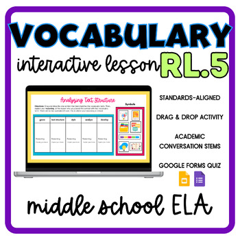Preview of RL.5 Standards-Based Vocabulary Interactive Lesson - Analyzing Text Structure