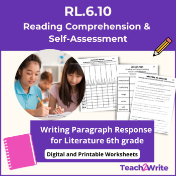 Preview of RL.6.10 Reading Literature Standards Tracker Self-Assessment Paragraphs CCSS 6