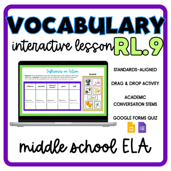 Preview of RL.9 Standards-Based Academic Vocabulary Lesson - Influences on Fiction
