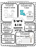 RL&RI.2.1 5Ws and H question words Anchor Chart Who, What,