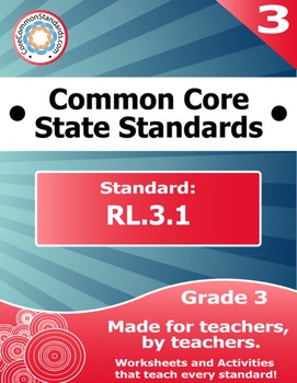 Preview of RL.3.1 Third Grade Common Core Bundle - Worksheet, Activity, Poster, Assessment