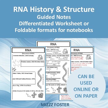 Preview of RNA History & Structure Guided Notes as Worksheet or Foldable format