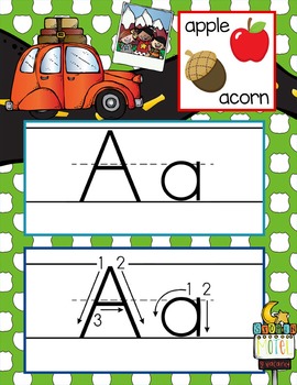 ROAD TRIP - Alphabet Cards, Handwriting, Flash Cards, ABC print with pictures