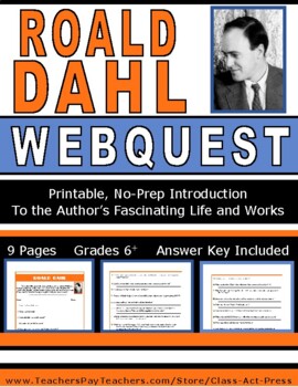 Preview of ROALD DAHL Webquest | Worksheets | Printables