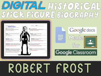 Preview of ROBERT FROST Digital Historical Stick Figure Biography (mini biographies)