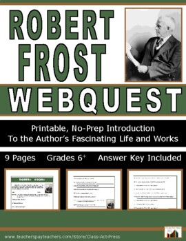 Preview of ROBERT FROST Webquest | Worksheets | Printables