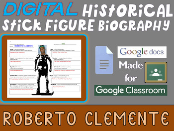 Preview of ROBERTO CLEMENTE Digital Historical Stick Figure Biographies  (MINI BIO)