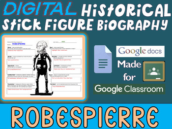 Preview of ROBESPIERRE Digital Historical Stick Figure (mini bios) Editable Google Docs