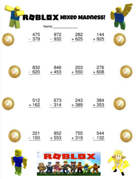 Preview of ROBLOX Mixed Madness! Multi-Digit Addition and Subtraction