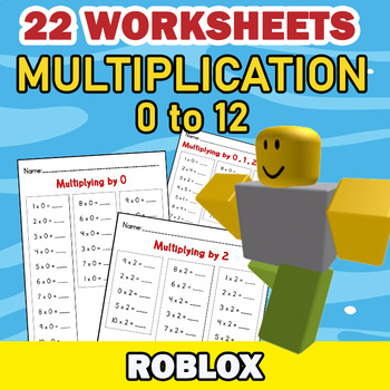 Preview of ROBLOX Multplication 0 to 12 Worksheets | 22 PAGES