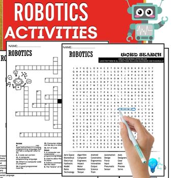 Preview of ROBOTICS ACTIVITIES, PUZZLE,Word Scramble,Crossword & Wordsearch