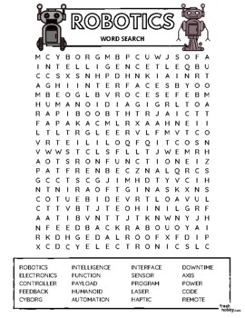 Preview of ROBOTICS Word Search Puzzle - Intermediate Difficulty (Robotics Terminology)