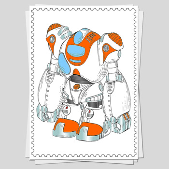 cool robot drawings in color