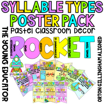 Preview of ROCKET SYLLABLE TYPES - PASTEL RAINBOW - ORTON GILLINGHAM ALIGNED