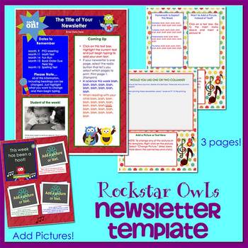 Preview of ROCKSTAR OWLS - Newsletter Template WORD